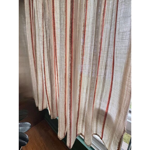 Vintage 70s pleated curtain, tan, orange, brown vertical stripes, price for one - Picture 4 of 10
